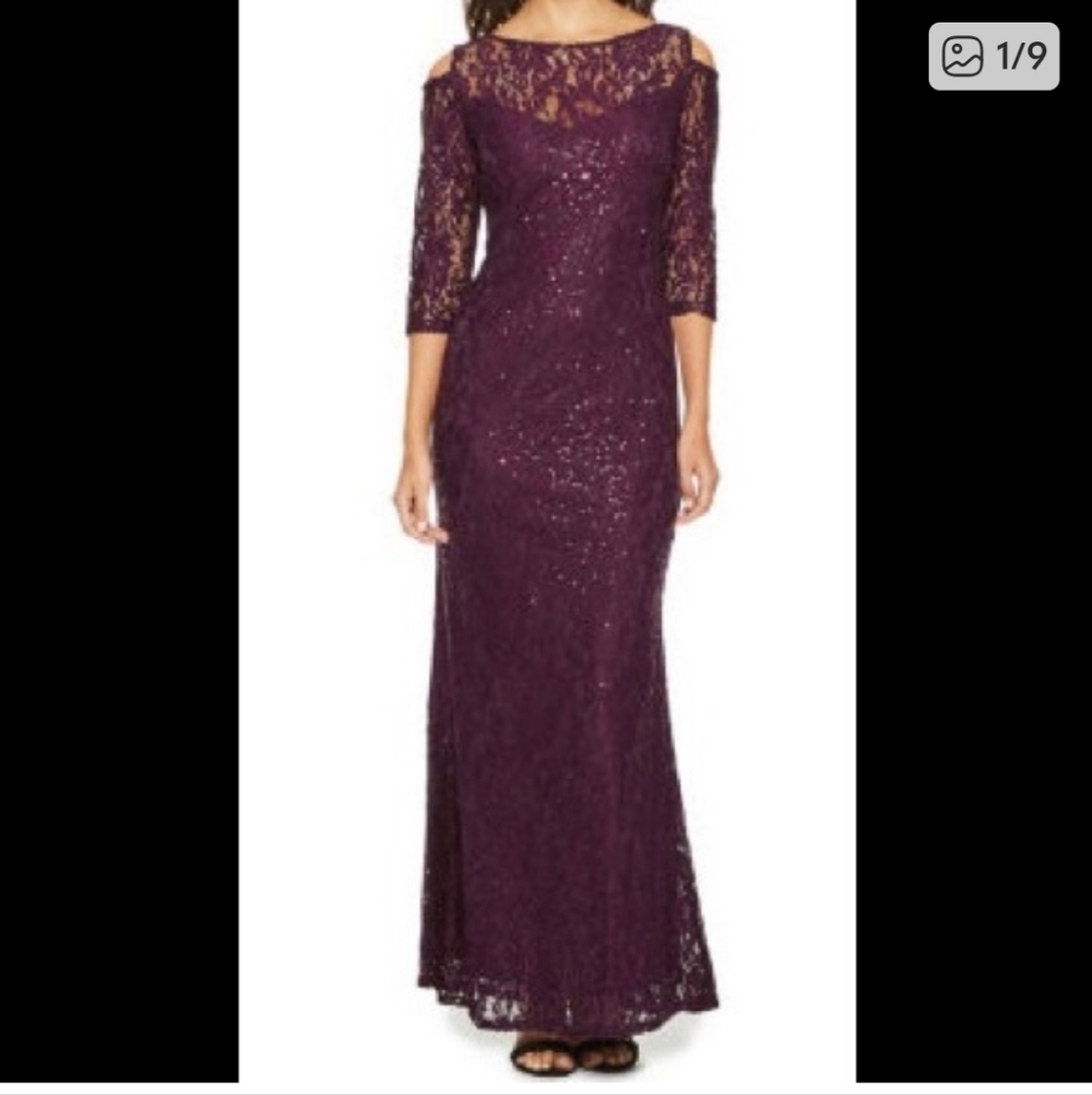 Blu Sage Deep Purple Lace Long Sleeve Dress